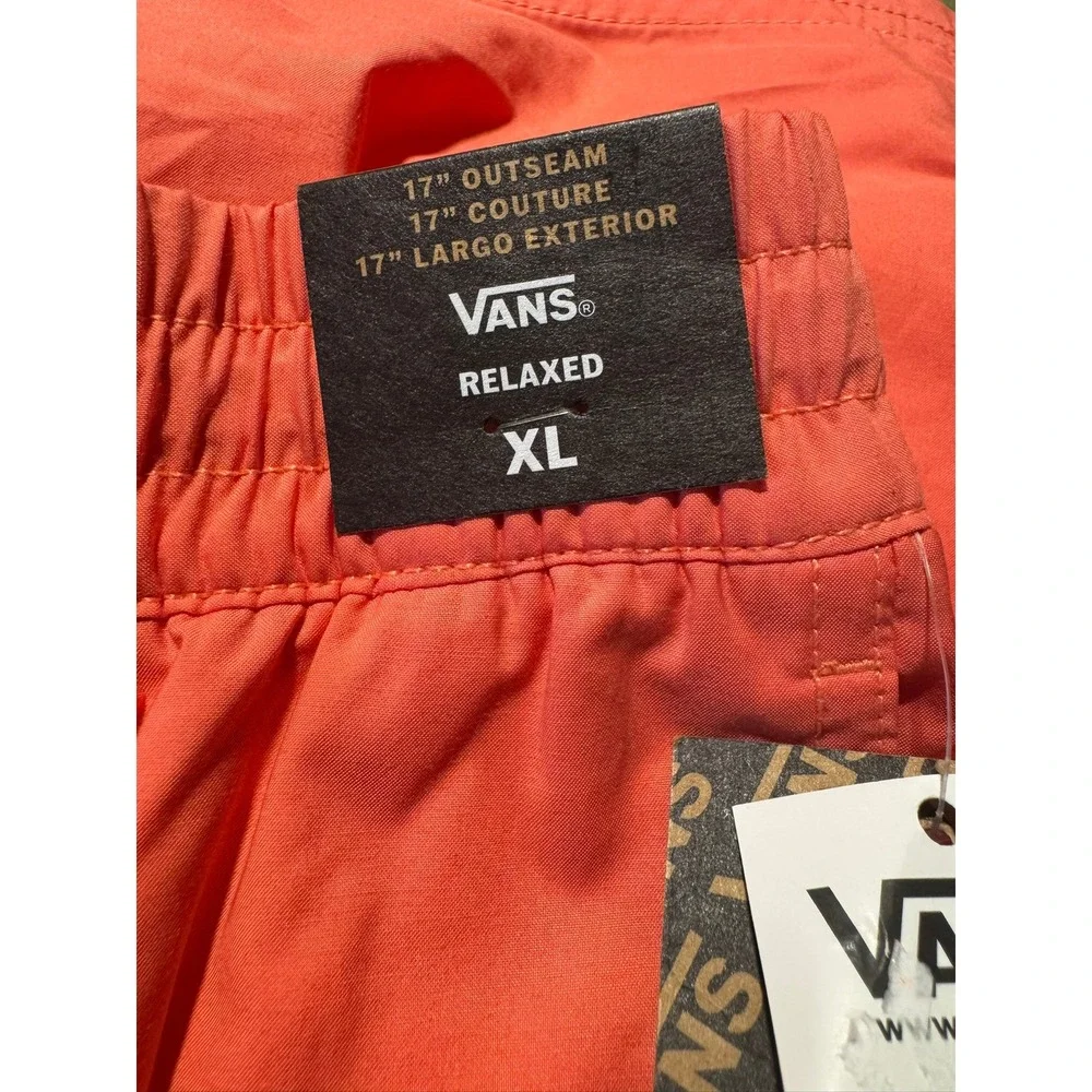 Vans Mens Primary Solid Elastic Boardshorts Coral Orange Relaxed Fit Size XL NWT